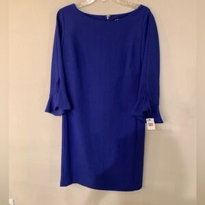 Karl Lagerfeld Vibrant Royal Blue Ruffle Sleeve Sheath Dress New some tags 12